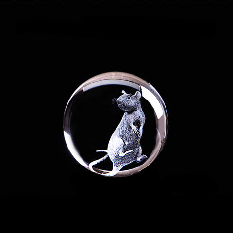 3D Laser Zodiac Rat Crystal Ball