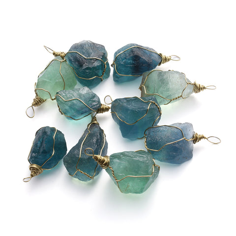 Natural Blue Fluorite Crystal Pendant