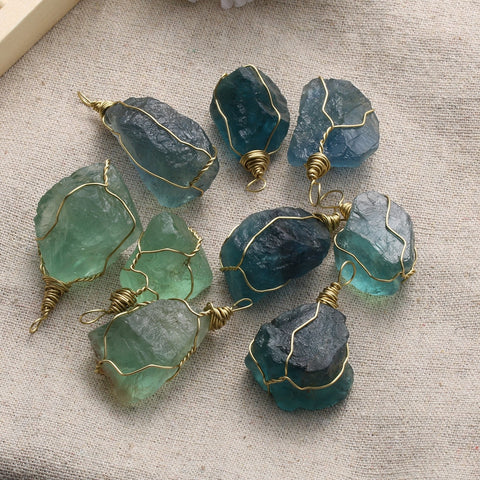 Natural Blue Fluorite Crystal Pendant